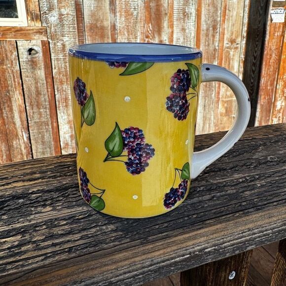 Bois D'Arc Tutti Fruitti ESSEX COLLECTION‎ BlackBerry Coffee Mug Cup Glass - Picture 1 of 7